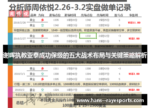 谢晖执教亚泰成功保级的五大战术布局与关键策略解析